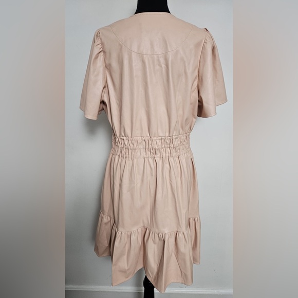 Anthropologie Blush Pink Vegan Leather Short Sleeve Somerset Mini Dress Size - Picture 3 of 4